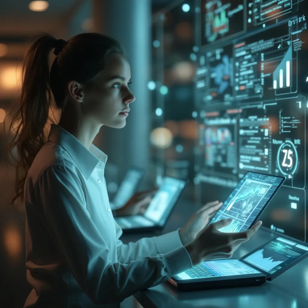 Visualisation futuriste de l'IA gérant les finances